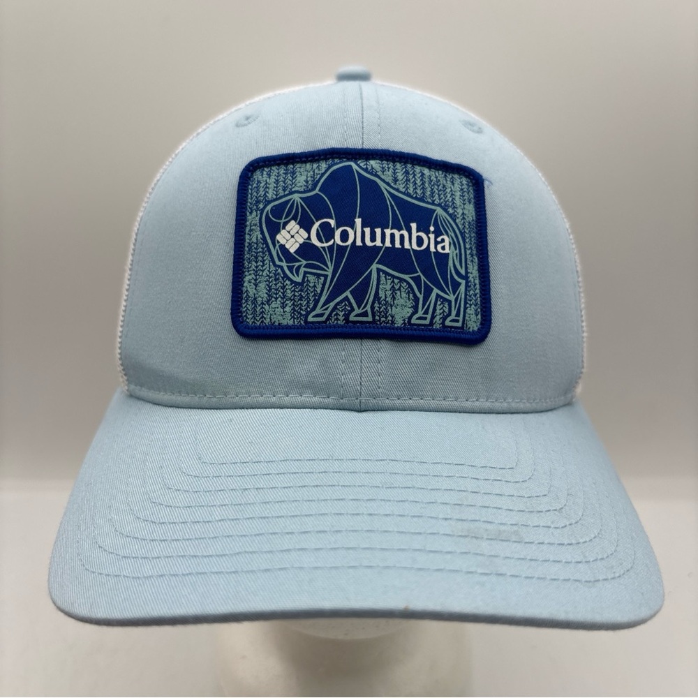 Columbia Men’s Buffalo Patch Blue/White Mesh Trucker‎ Outdoor SnapBack Hat OSFM
